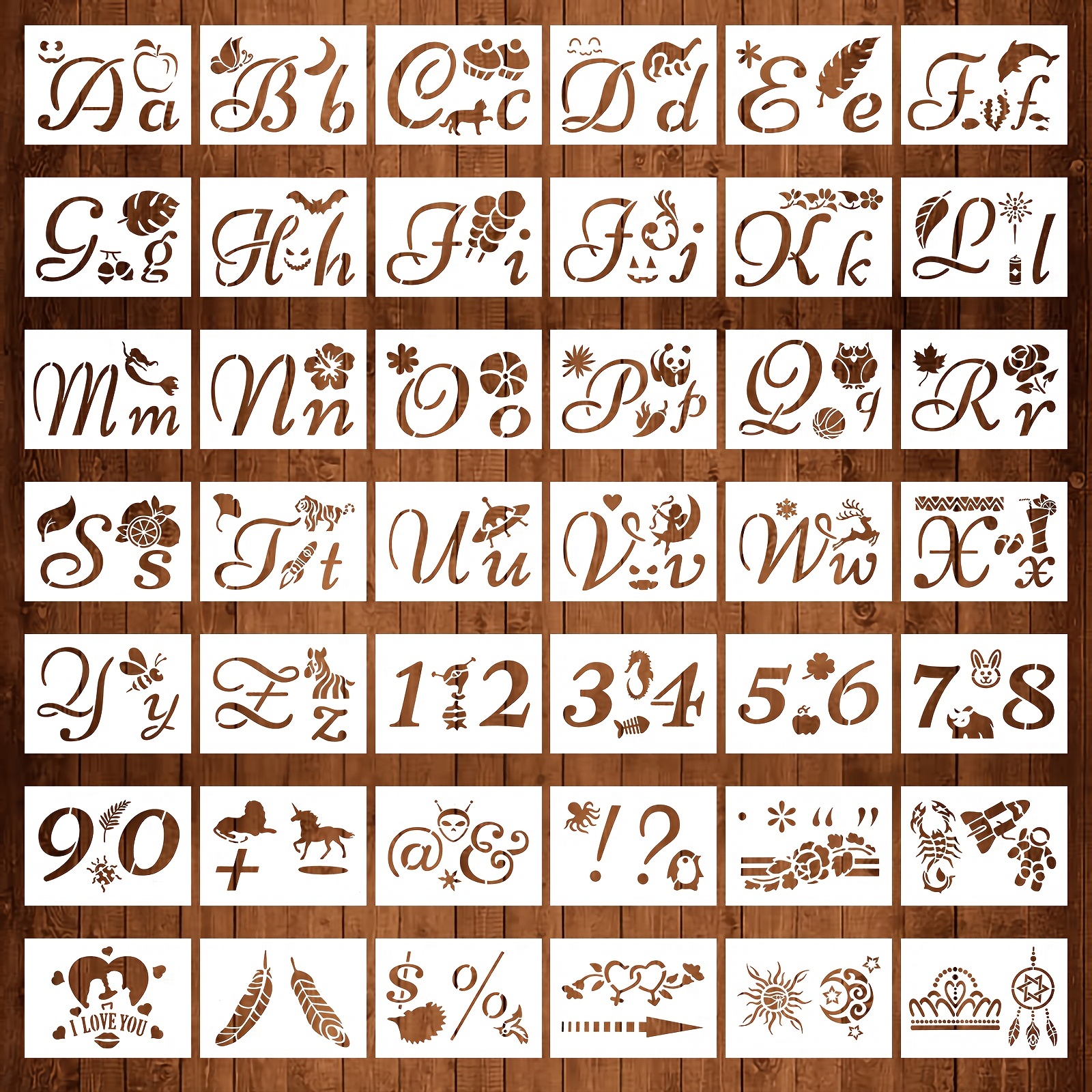 Stencils for Kids 8 inch Large Letter Number Stencils,Reusable Plastic  Alphabet Stencil Templates for Painting on Wood Sign, DIY Crafts(42PCS)