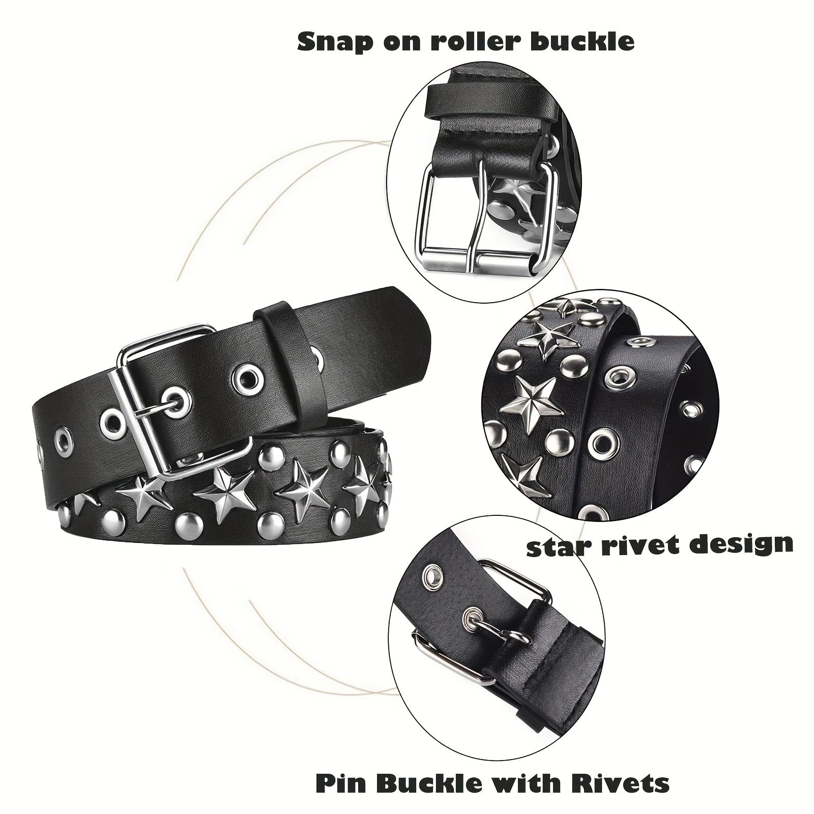 Star Eye Rivet Goth Style Double Pin Buckle Waistband