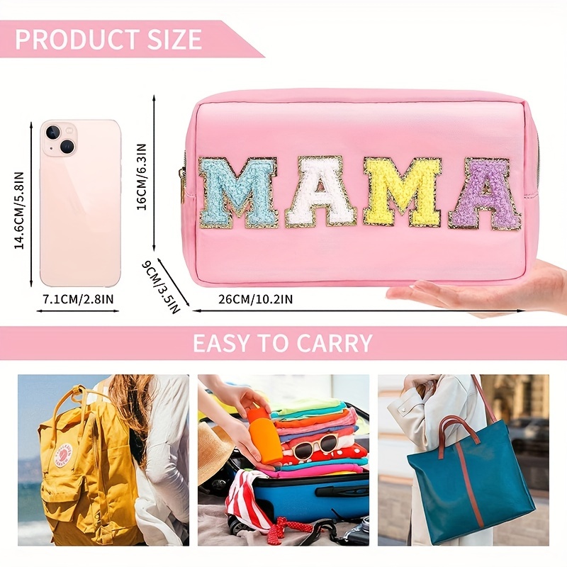 Initial Letter Patch Makeup Bag Preppy Cosmetic Stuff Make Up