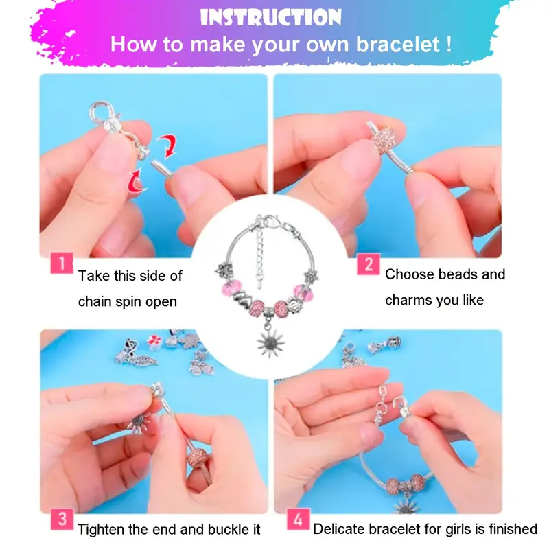 BDBKYWY Charm Bracelet Making Kit & Unicorn/Mermaid Girl Toy-  ideal Crafts for Ages 8-12 Girls who Inspire Imagination and Create Magic  with Art Set and Jewelry Making Kit : Toys 