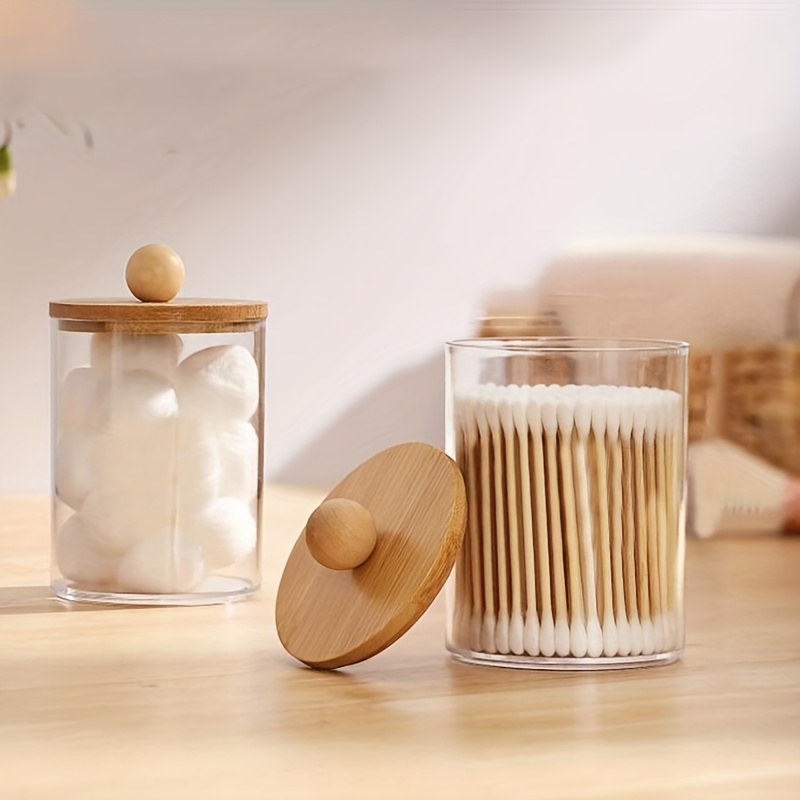 Glass Jars Bathroom Storage Organizer Cute Qtip Dispenser Holder Vanity  Canister Jar Glass with Lid