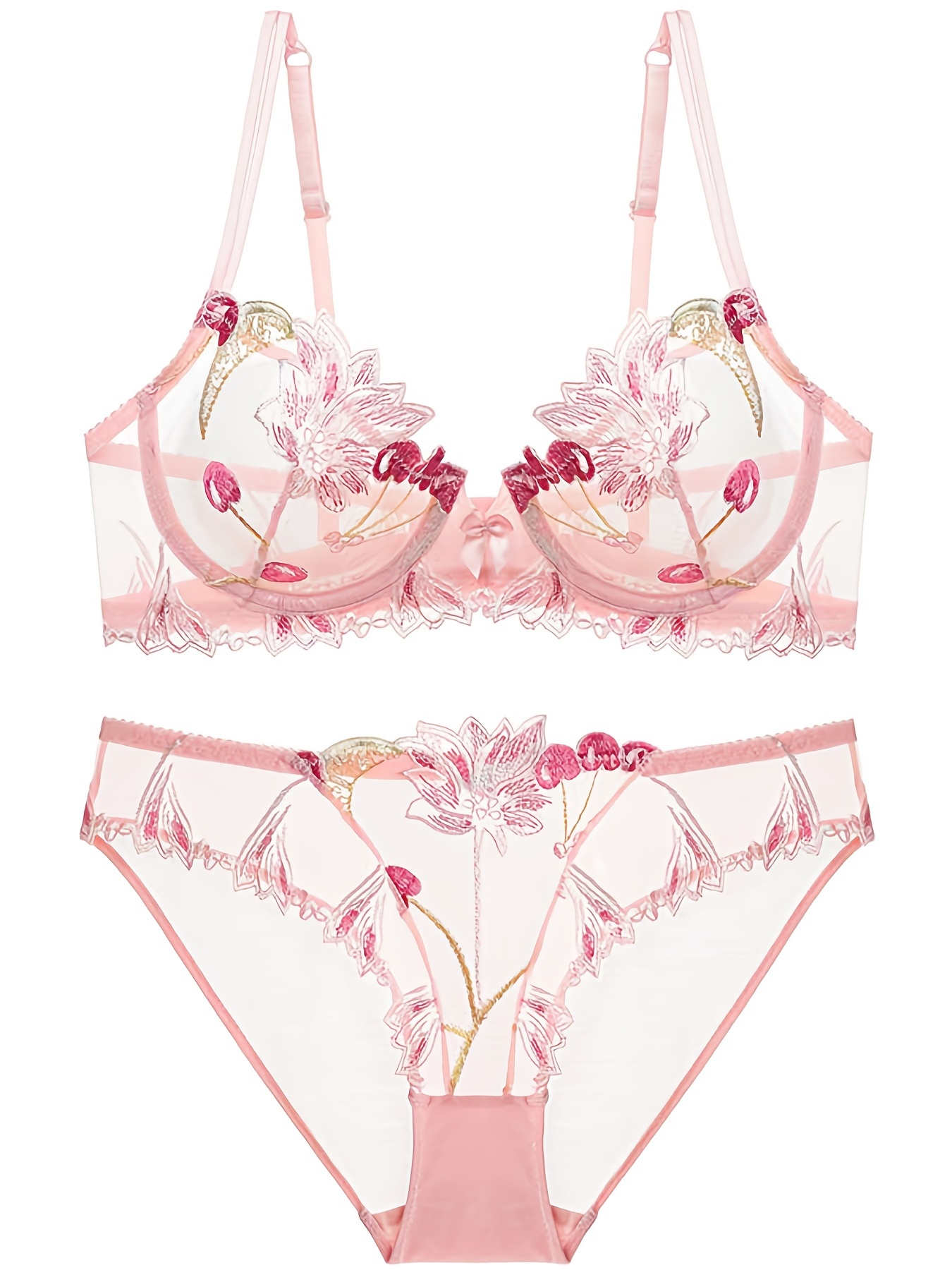 SL0039 Luxury Embroidery Balconette Bra set (with matching panties)