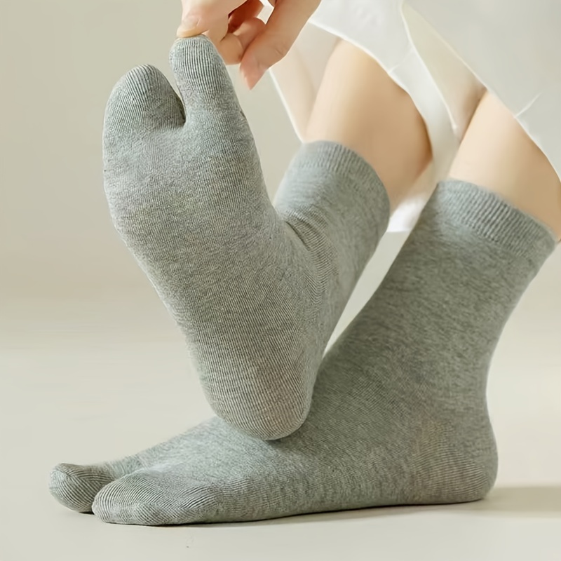 Solid 2 Finger Toe Socks Casual Sports Tube Socks - Temu