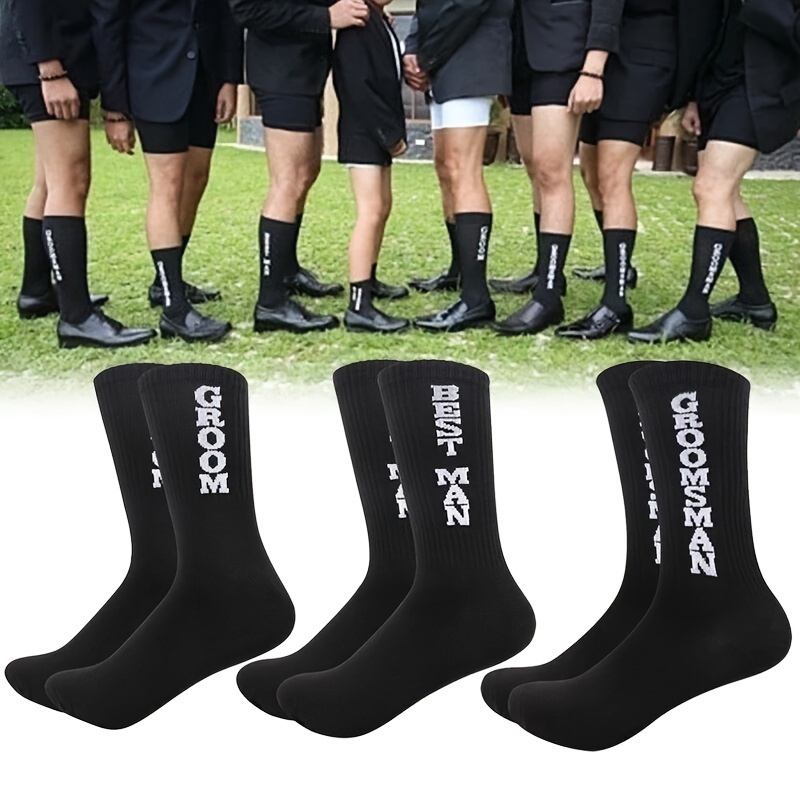 

1 Pair/3 Pairs Groomsman Cotton Socks, Groom Black Socks, Wedding Party Gifts, Groomsmen Gift Socks