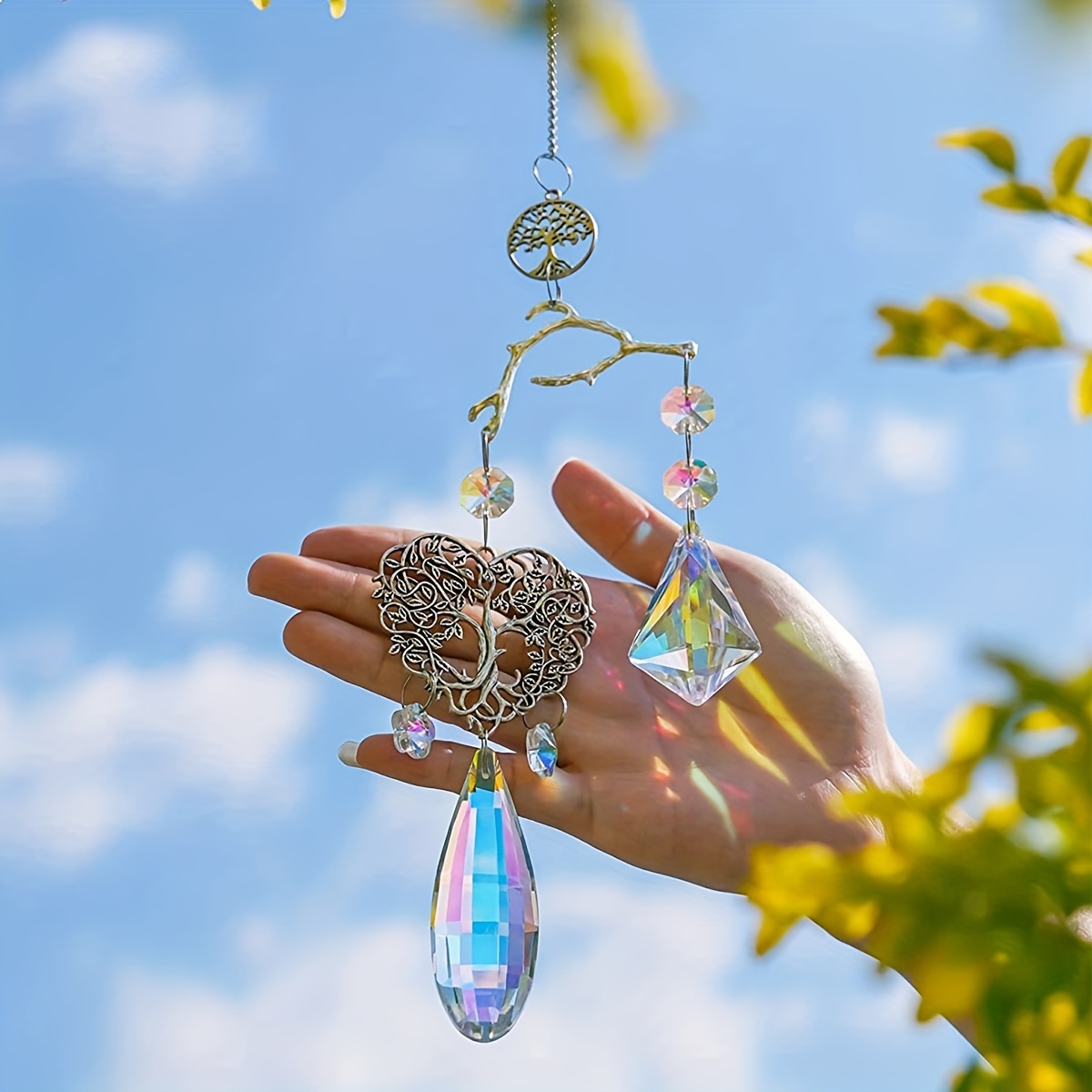 Chandelier Wind Chimes Crystal Suncatcher Window Hanging Sun