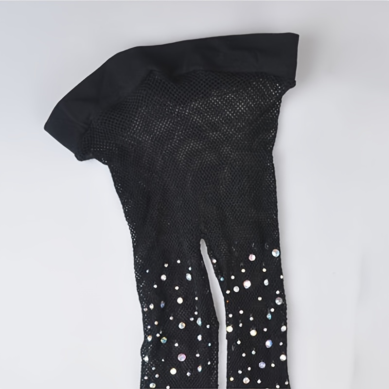 Black Polka Dot Fishnet Lace FOOTLESS TIGHTS Pantyhose One Size Fish Net  Spots Mesh Boho Festival 