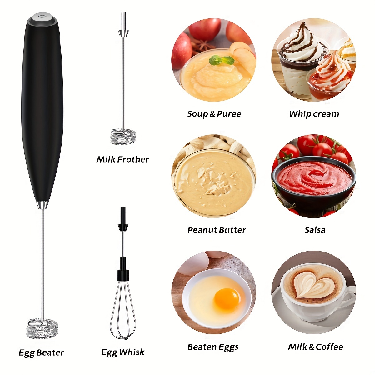 Red PowerLix Milk Frother Handheld Electric Whisk Beater Foam