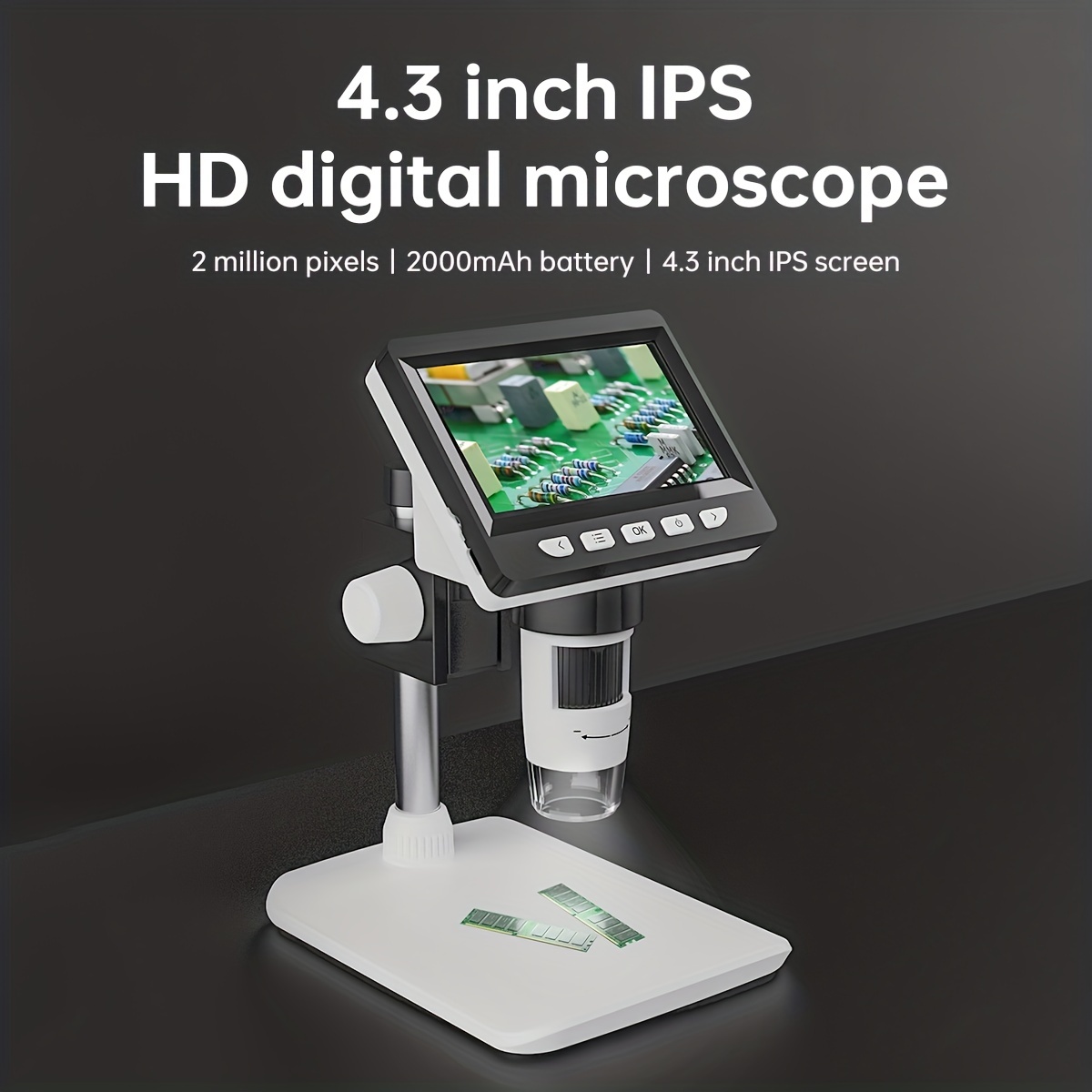 Portable Digital Microscope - Handheld Microscope with 2 LCD Screen - 800X  HD Pocket Microscope for Adults & Kids - Mini Coin Microscope Camera