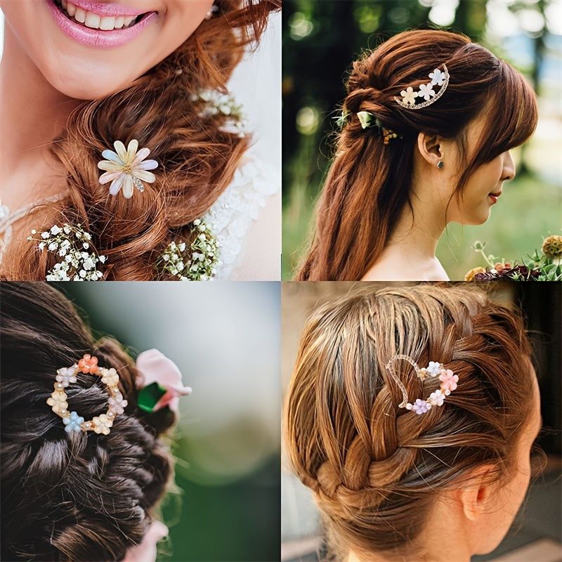 4pcs Crystal Rhinestone Colorful Flower Hair Clip Elegant Metal Hair Pin  Barrette Daily Hair Accessories - Beauty & Personal Care - Temu Canada