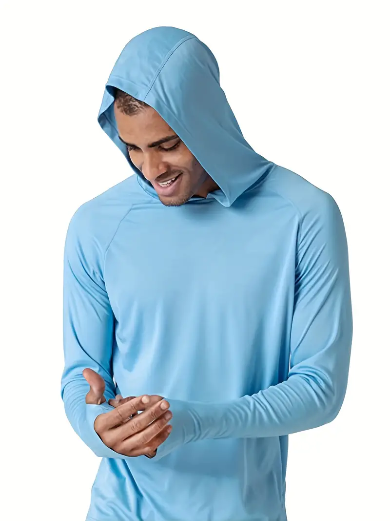 Men's UPF 50+ Sun Protection Hoodie Shirt Long Sleeve Rash Guard Fishing SPF Outdoor UV Shirt Lightweight