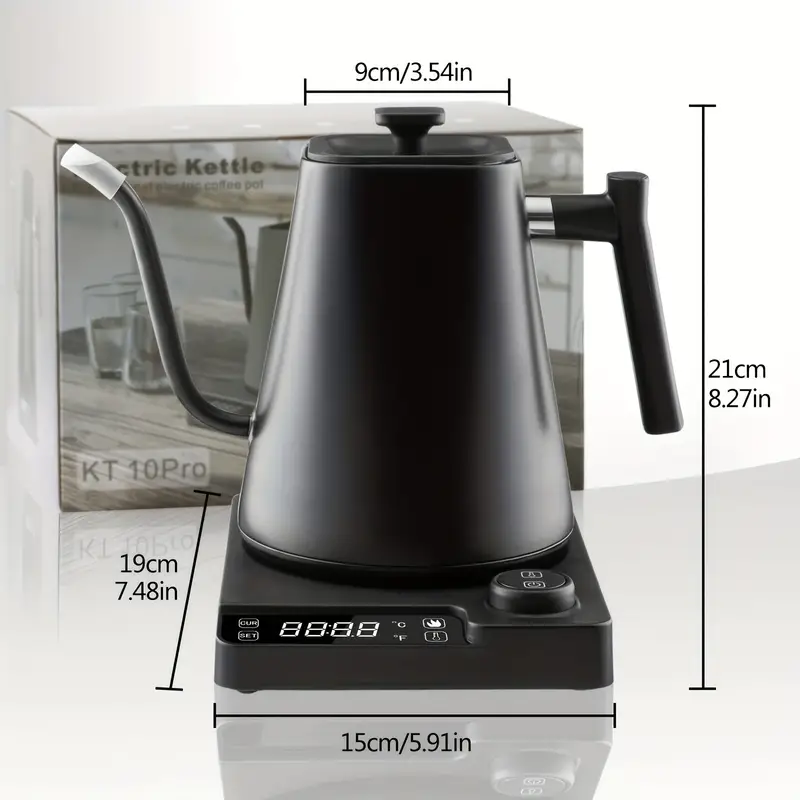 1pc, Electric Gooseneck Kettle, Electric Kettle With Display And Automatic  Timer, Automatic Shut-off Coffee Pot, Temperature Control Hot Water Boiler