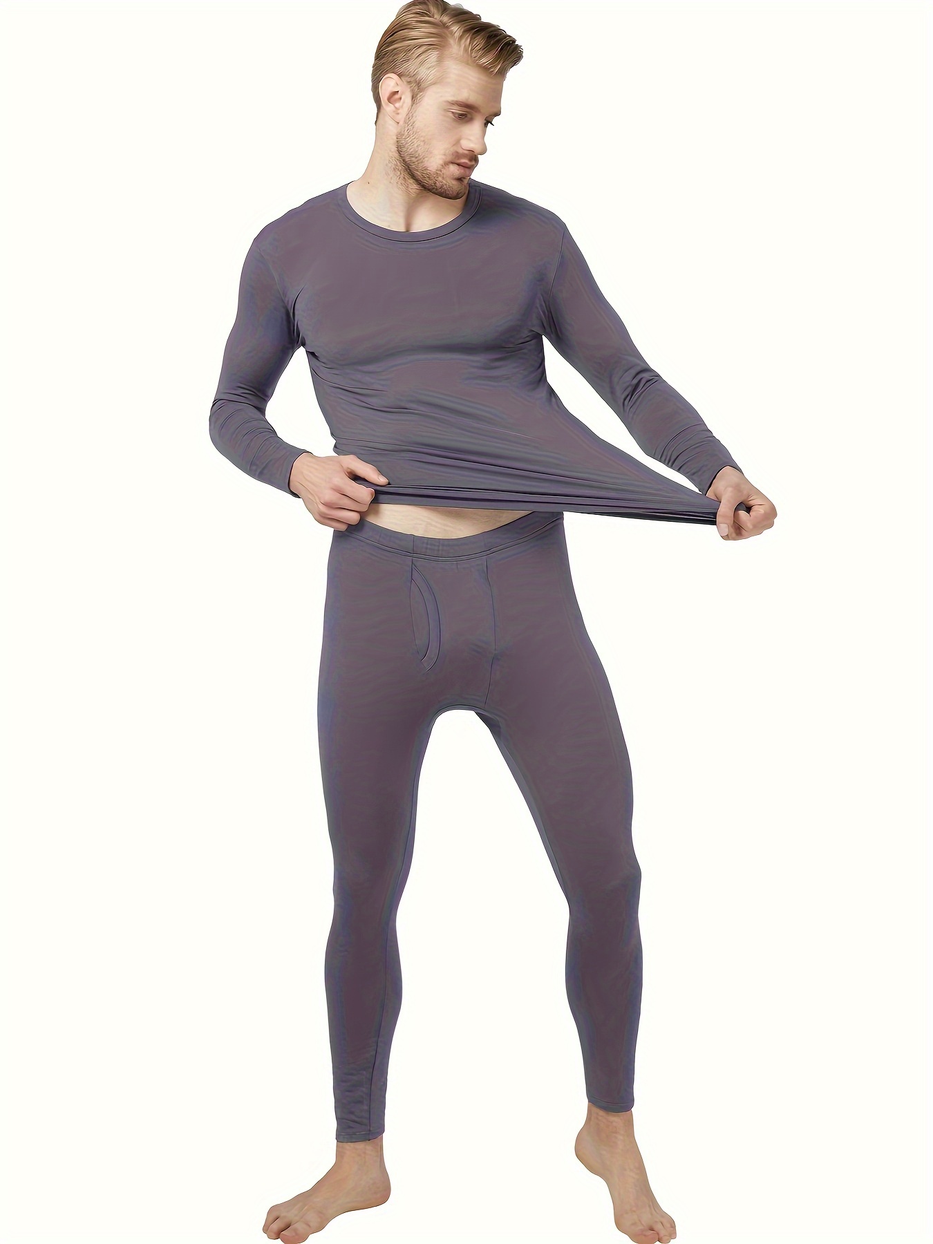 2pcs Thermal Underwear Set For Men, Ultra Soft Long Johns Fleece Lined Base  Layer Cold Weather Top And Bottom Set