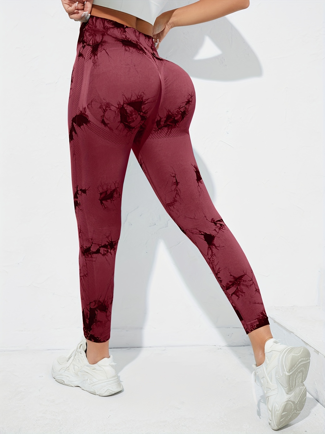 Tie Dye Seamless Running Workout Leggings High Elastic Slim - Temu Canada