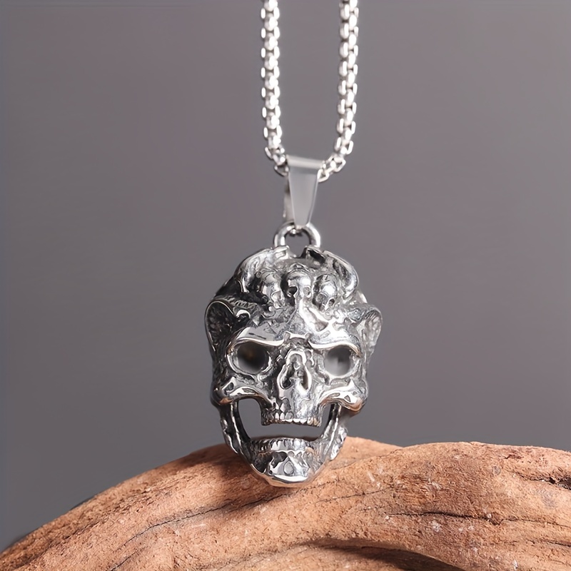 304 Stainless Steel Ghost Head Pendant Necklace