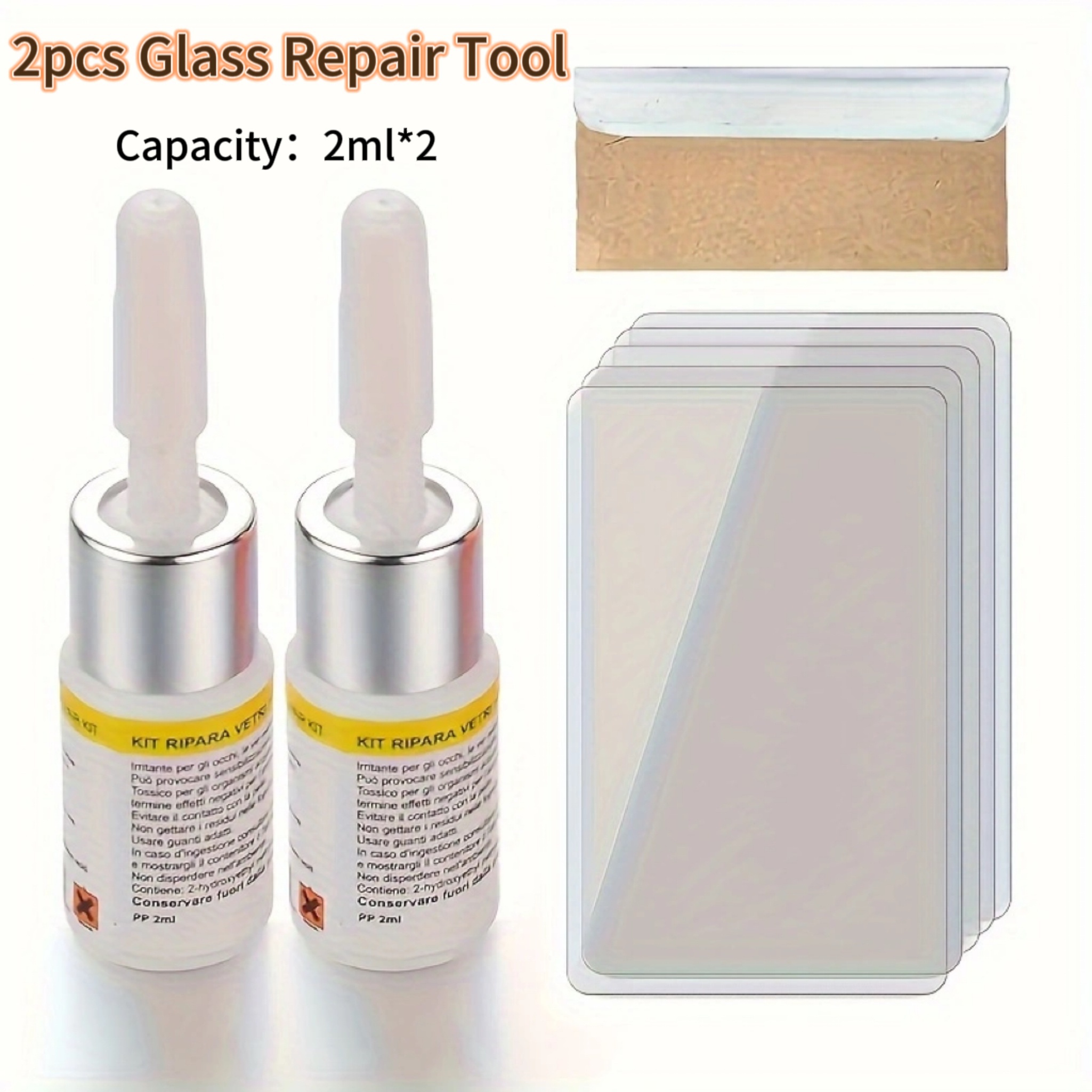 Windshield Repair Kit,2 PCS Windshield Crack Repair Kit, Windshield Repair  Kit for Chips and Cracks,2 Pcs Car Windshield Chip Repair Kit Glass Repair