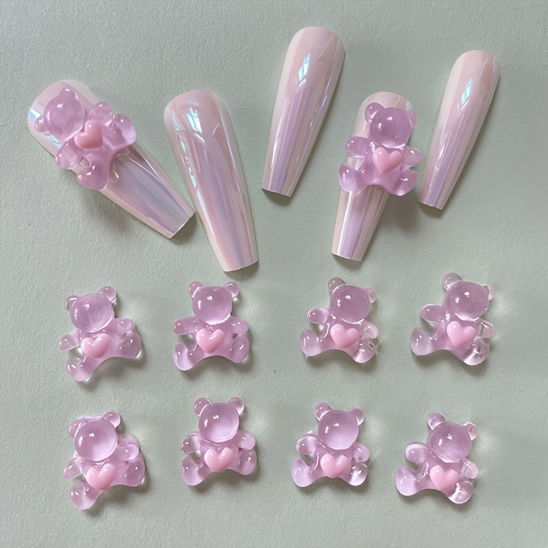 10 Pcs Kawaii Gummy Bear Nail Charms Flatback Resin DIY Crafts For Nail Art  Charms Decoration