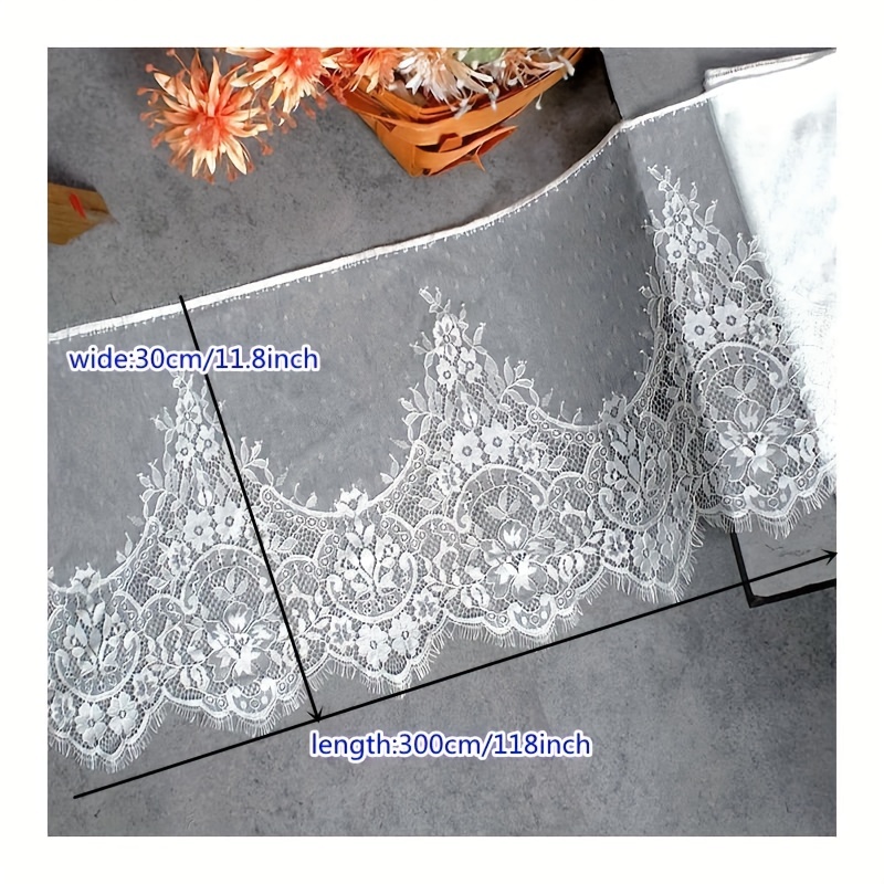 3M/Lot) White French Lace Trim Embroidery Eyelash Lace DIY