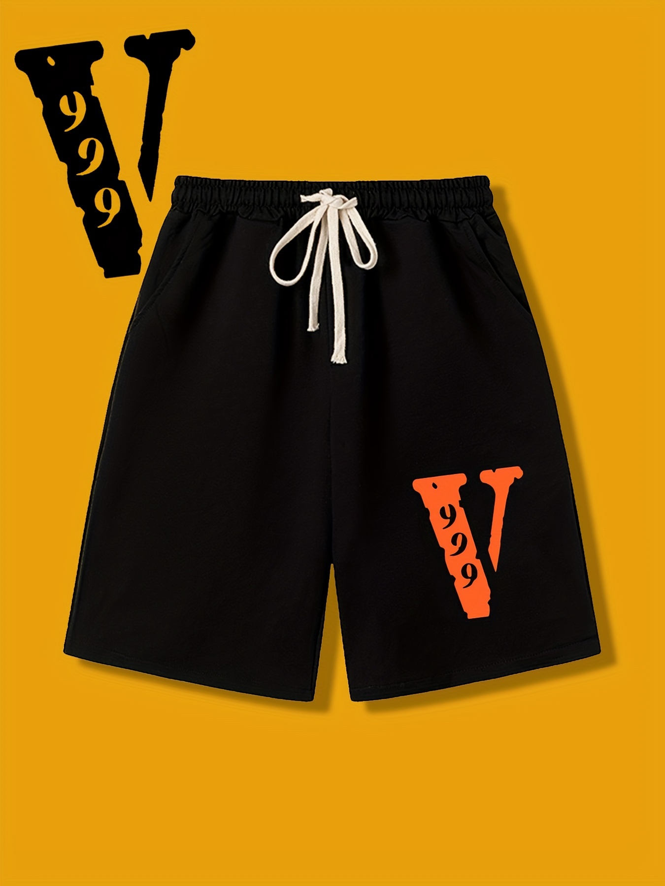 Plus Size Men's Letter v Graphic Print Shorts For Summer