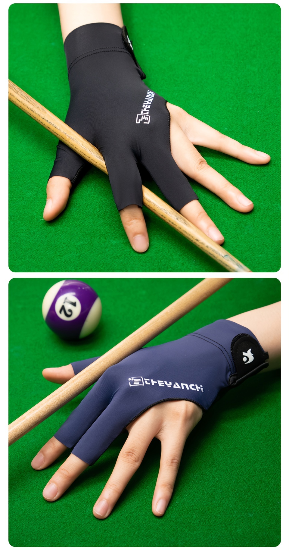 1pc Gants De Billard Respirants Et Légers À Doigts Ouverts, Gants