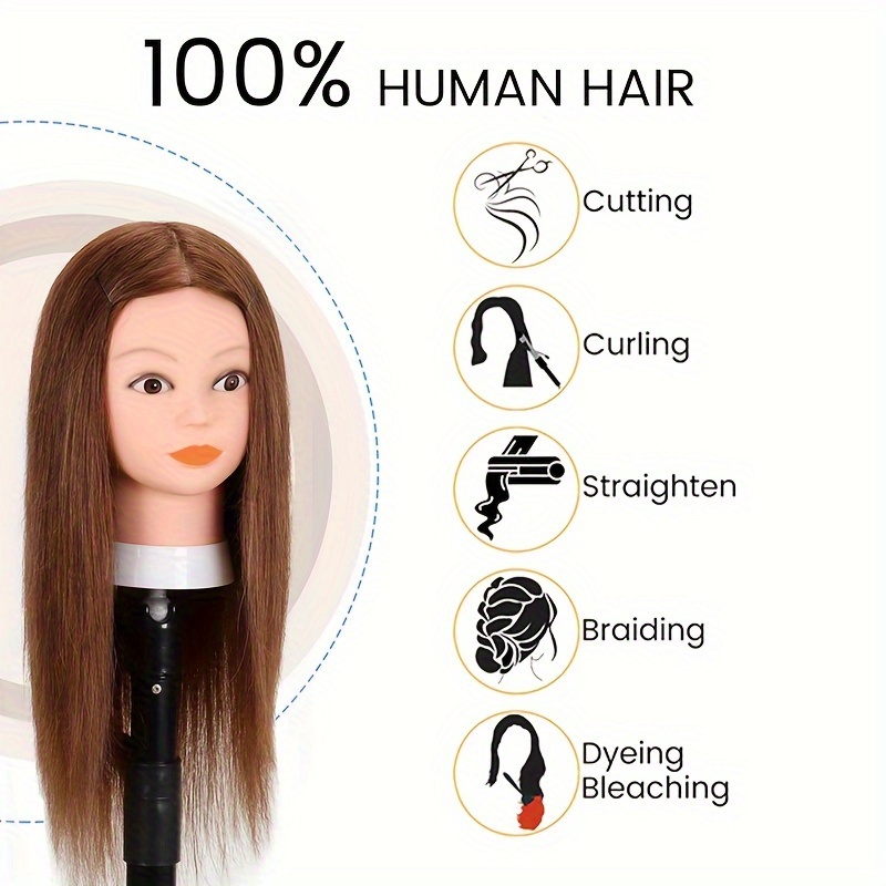 Human Hair Mannequin Head For Hairstyles Practice Braiding Hairdressing  Training