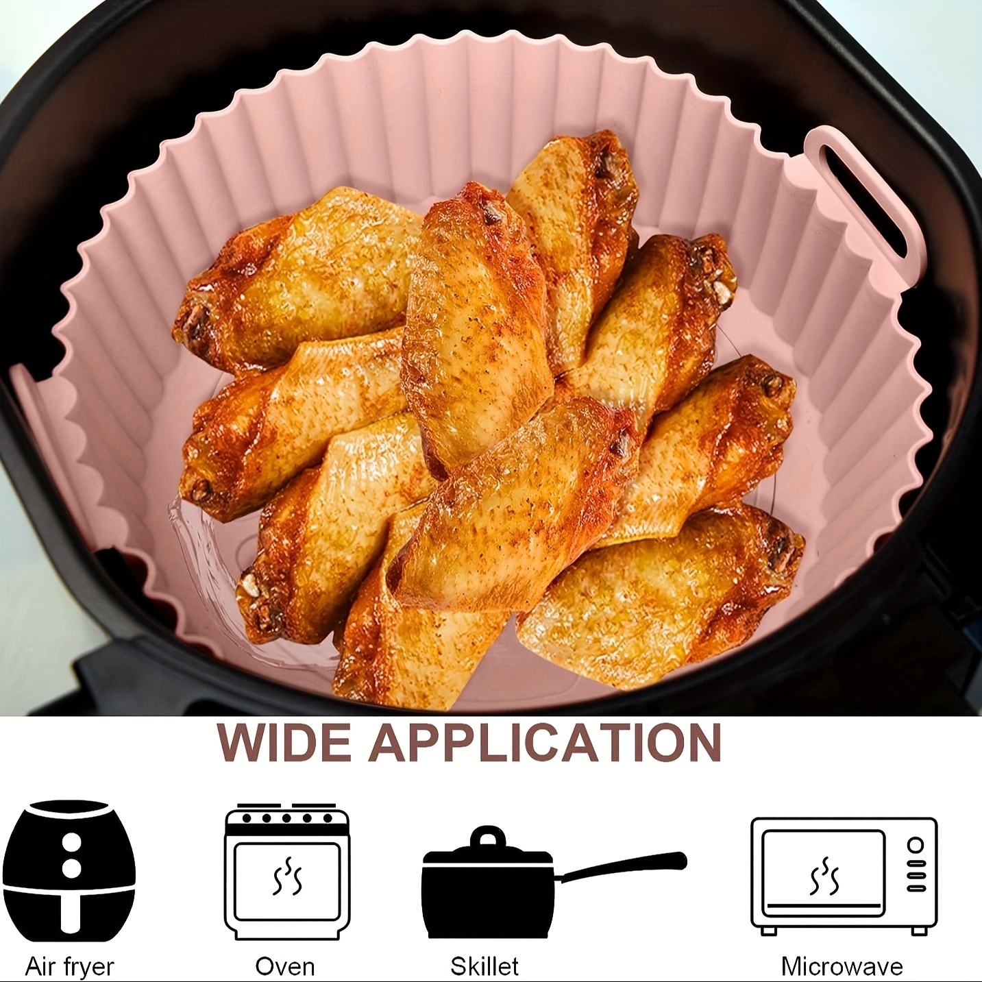 Silicone Air Fryer Basket Liners Inserts Baking Tray Reusable Air