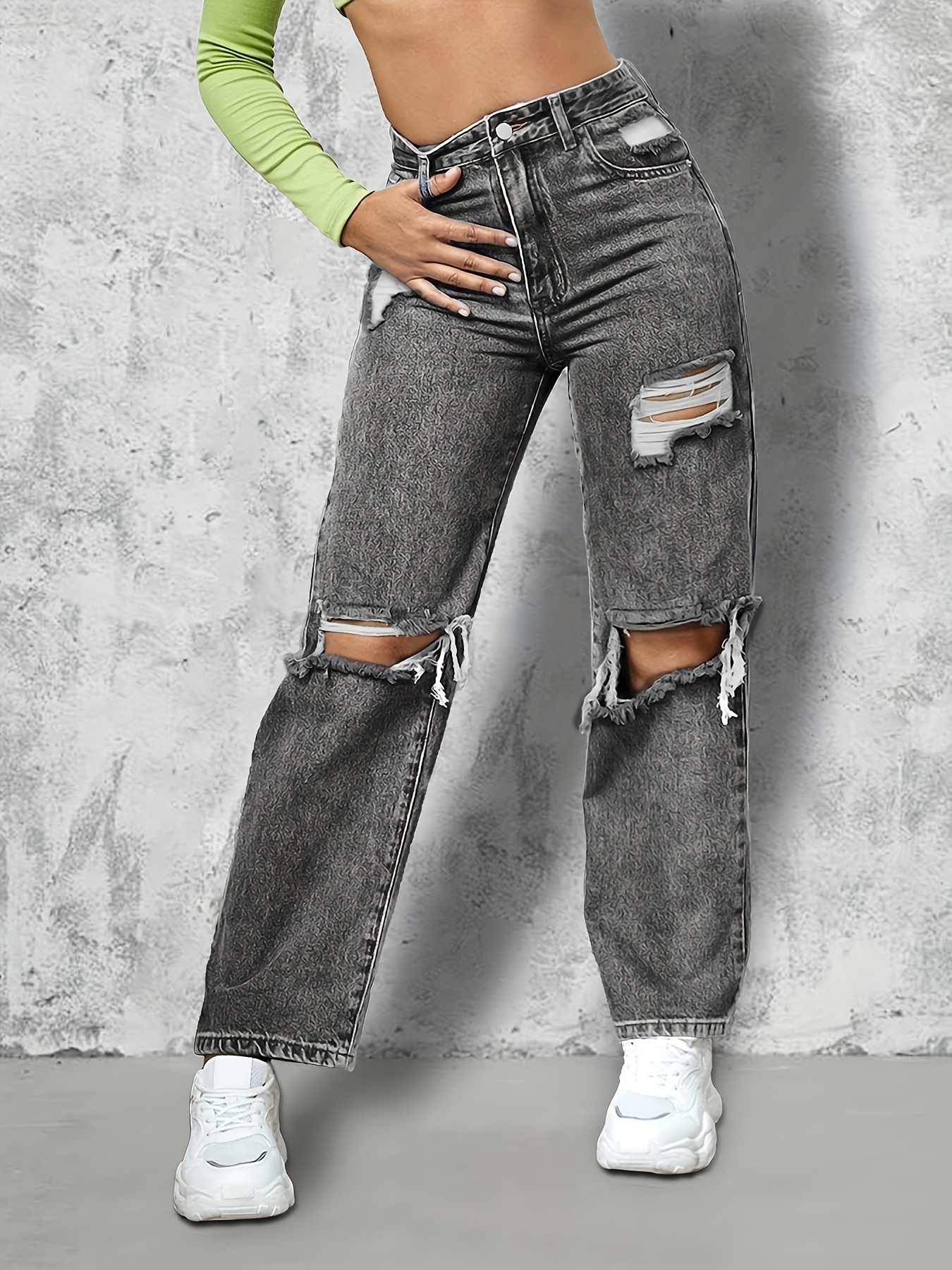 Gibobby Jeans Pantalones de mujer Pantalones vaqueros clásicos para mujer,  informales, ajustados, de cintura alta, color gris , pantalones(Gris  oscuro,CH)