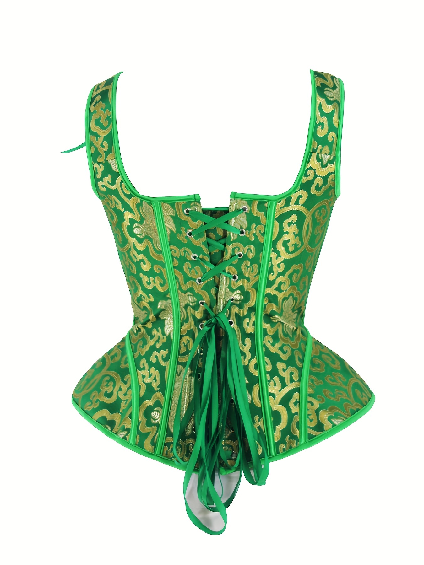 St. Patrick's Day Green Floral Jacquard Corset Bustier Lace - Temu