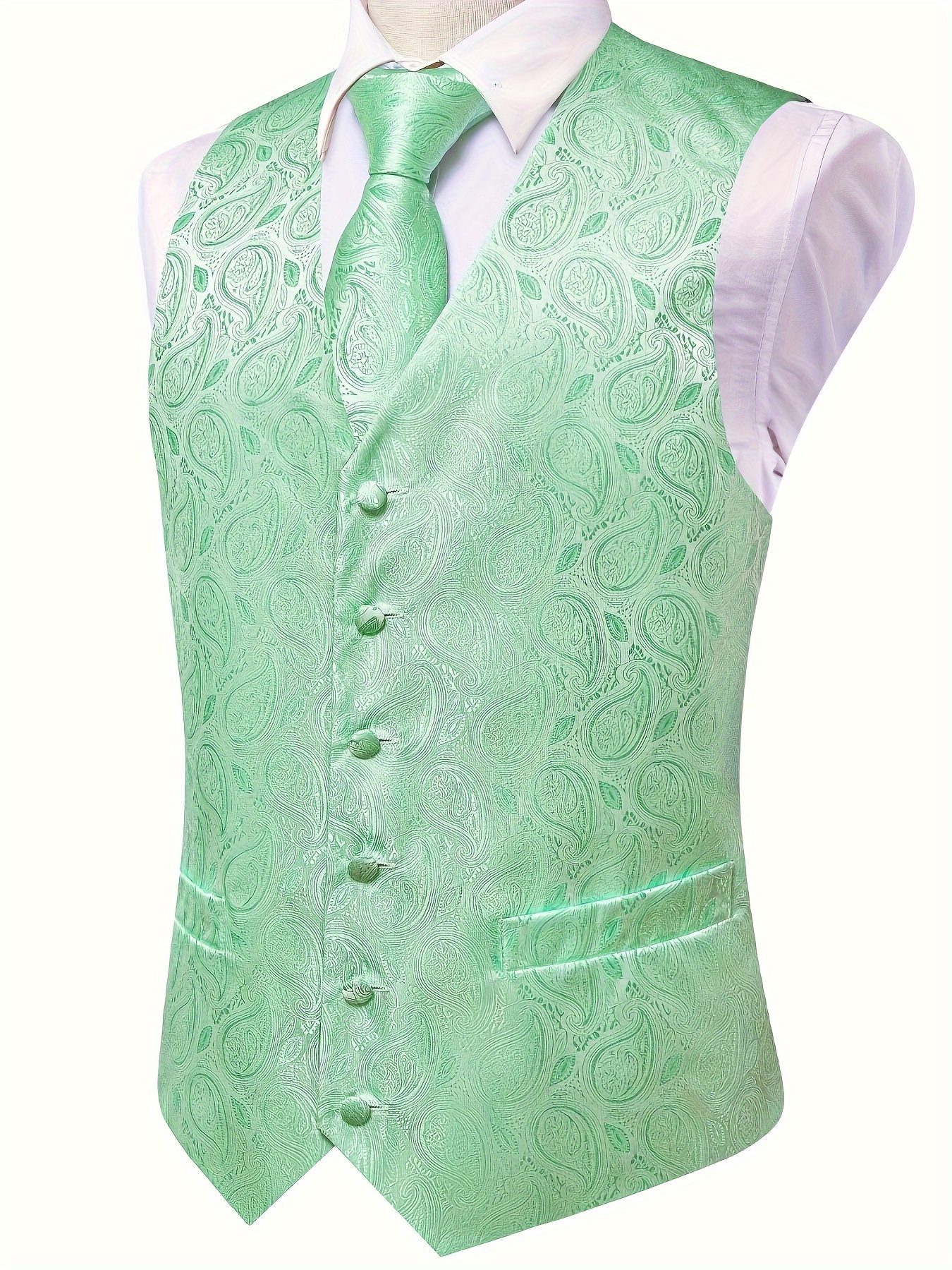 Mint green tuxedo hot sale vest and tie