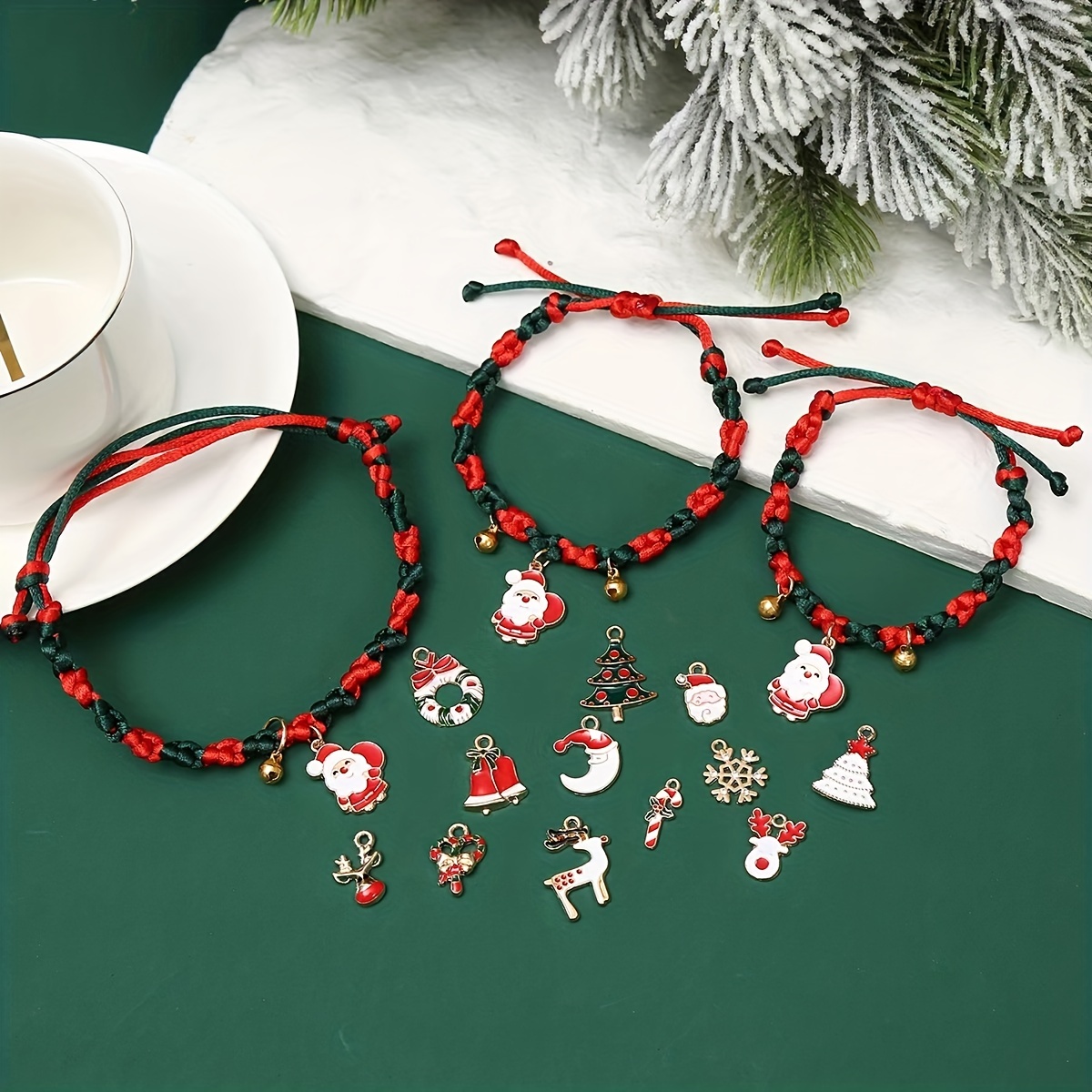 Acheter Bracelet tressé du père noël, pendentif tissé, décorations de noël  pour le nouvel an, cadeaux de noël