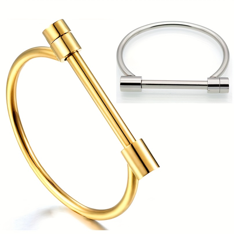 

Stainless Steel D-shaped Horseshoe Bangle Bracelet Jewelry Unisex Couple Gift