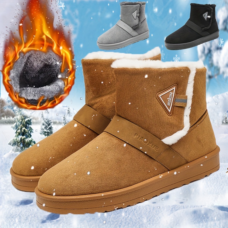 Bottes de neige plates int rieures en peluche chaudes bottines