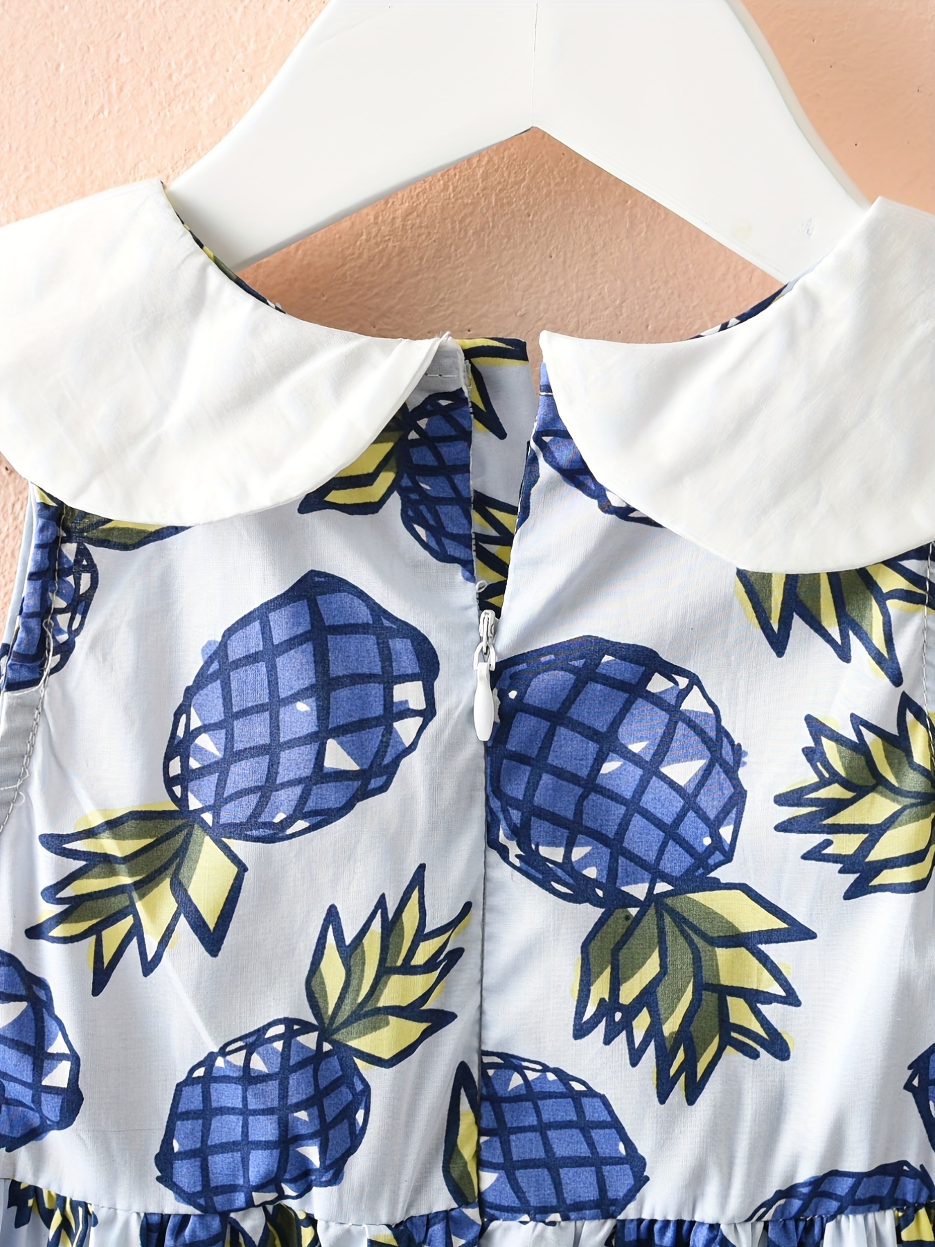 Abito estivo senza maniche con stampa di frutta per ragazze, vestito da  principessa con collo rotondo, grazioso vestito estivo con motivo di ananas