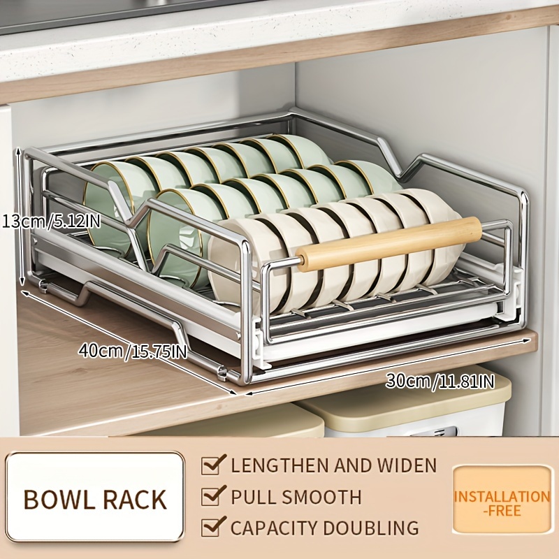Dish Rack Under Sink, Pull-out Type Cabinet Built-in Dish Bowl And Kitchen  Utensil Organizer, Kitchen Drawer Organizer, Kitchen Shelf With Sliding  Storage Drawer, Kitchen Accessories - Temu