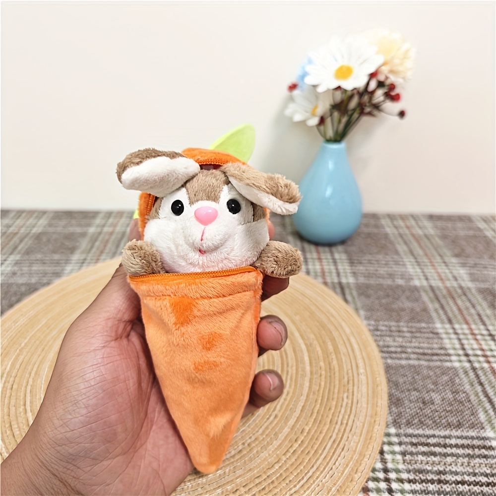 1pc Plush Carrot Bunny Keychain Toy/bag Pendant/cute Rabbit Doll Key Ring,  Multicolor