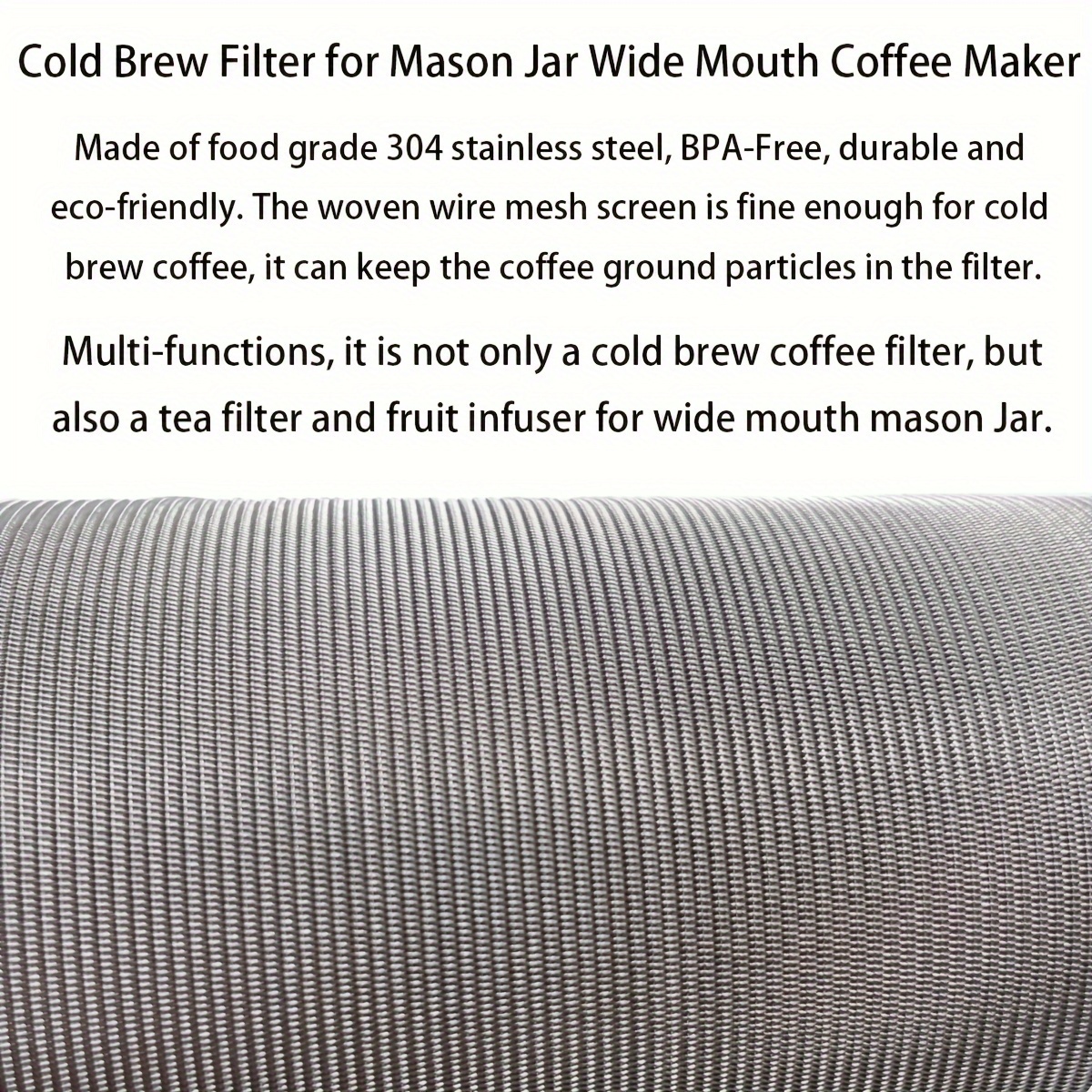 Cold Brew Coffee Filter for Wide Mouth Mason Jar, Food Grade 304 Stainless  Steel, Ultra Fine Mesh, Tea and Fruit infuser, Iced Coffee Maker, Iced Tea