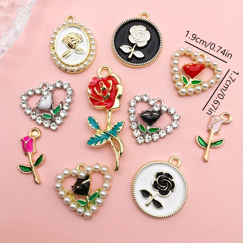 50pcs 5 Colors Golden Plated Enamel Cherry Blossoms Flower Charms Pendant  For Jewelry Making Necklace Bracelet Earring Diy Jewelry Accessories -  Arts, Crafts & Sewing - Temu