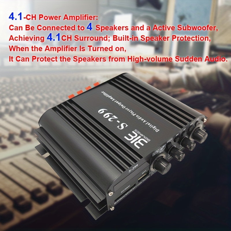 Acheter S-299 Mini 4.1 amplificateur de puissance Audio stéréo BT Portable  voiture et maison double usage 4*40W télécommande amplificateur Audio