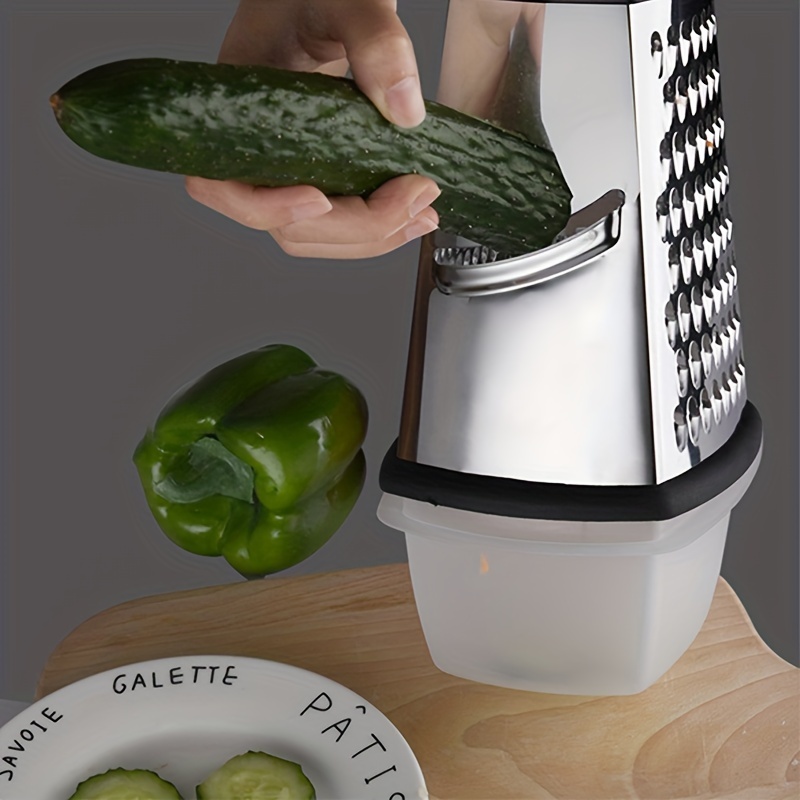 Cheese Grater Two Side Vegetable Slicer Stainless Steel Potato Shredder  with Container Use for Carrots Cucumbers Onion Potato