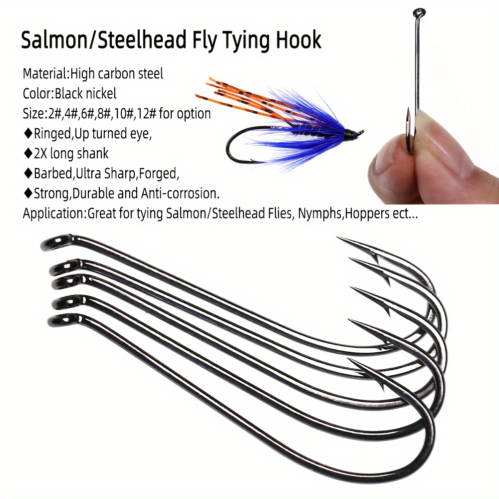 High Carbon Steel Long Shank Fishing Hook Nymph Streamer Dry - Temu