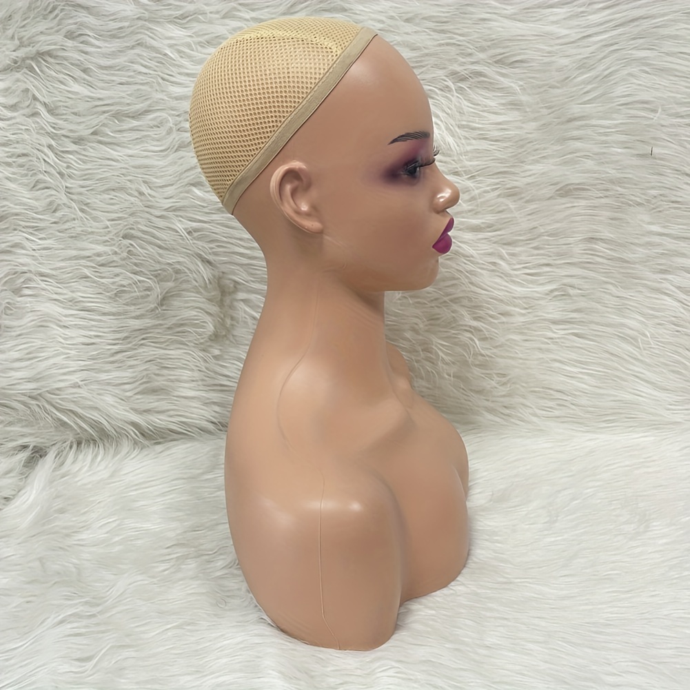 Realistic Female Mannequin Head with Shoulder Display Manikin Head Bust for Wigs,Makeup,Beauty Accessories Displaying