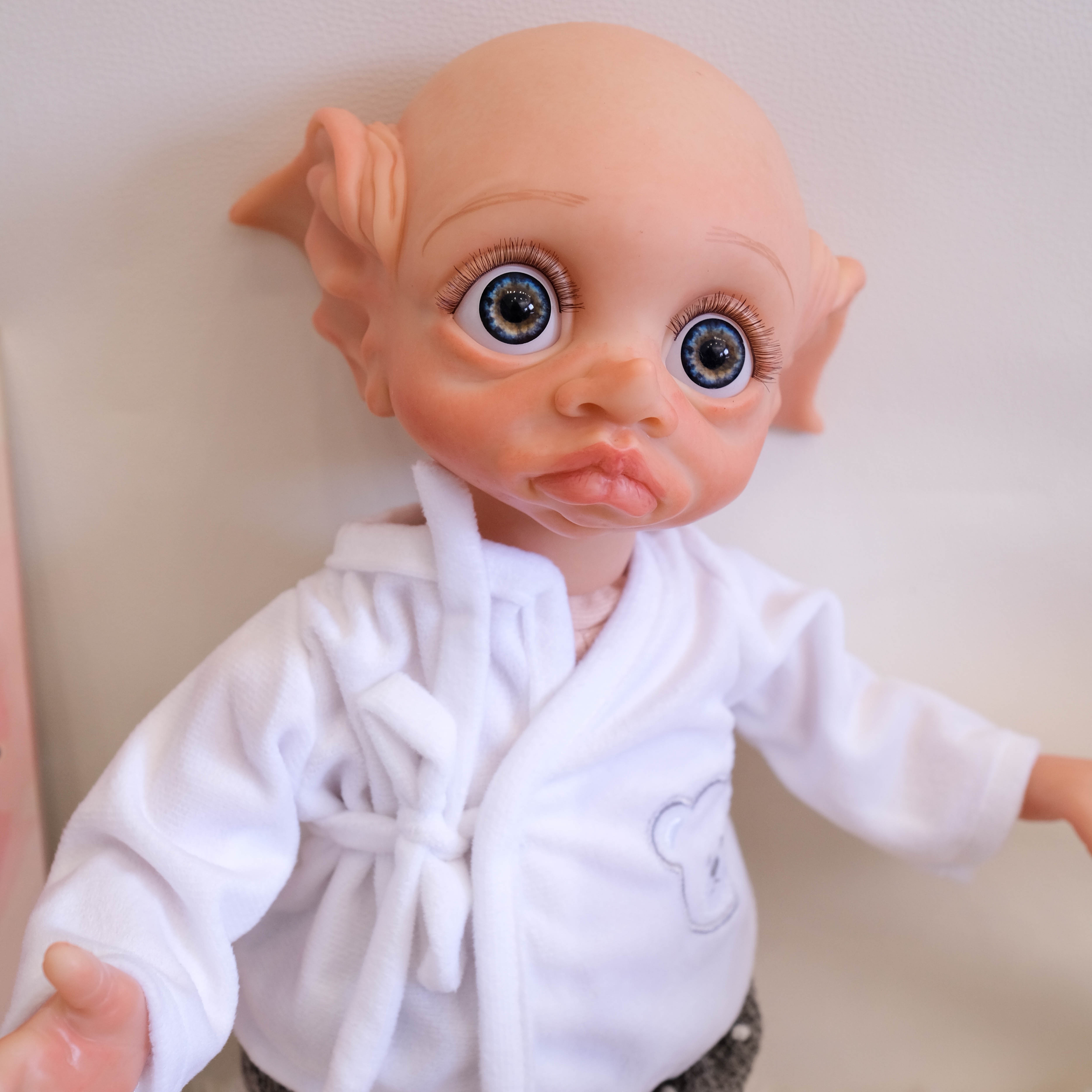 14inch/35cm Fairy Elf Handmade Reborn Baby Doll Sweet Baby Collectible Art  Doll With Soft Cloth Body