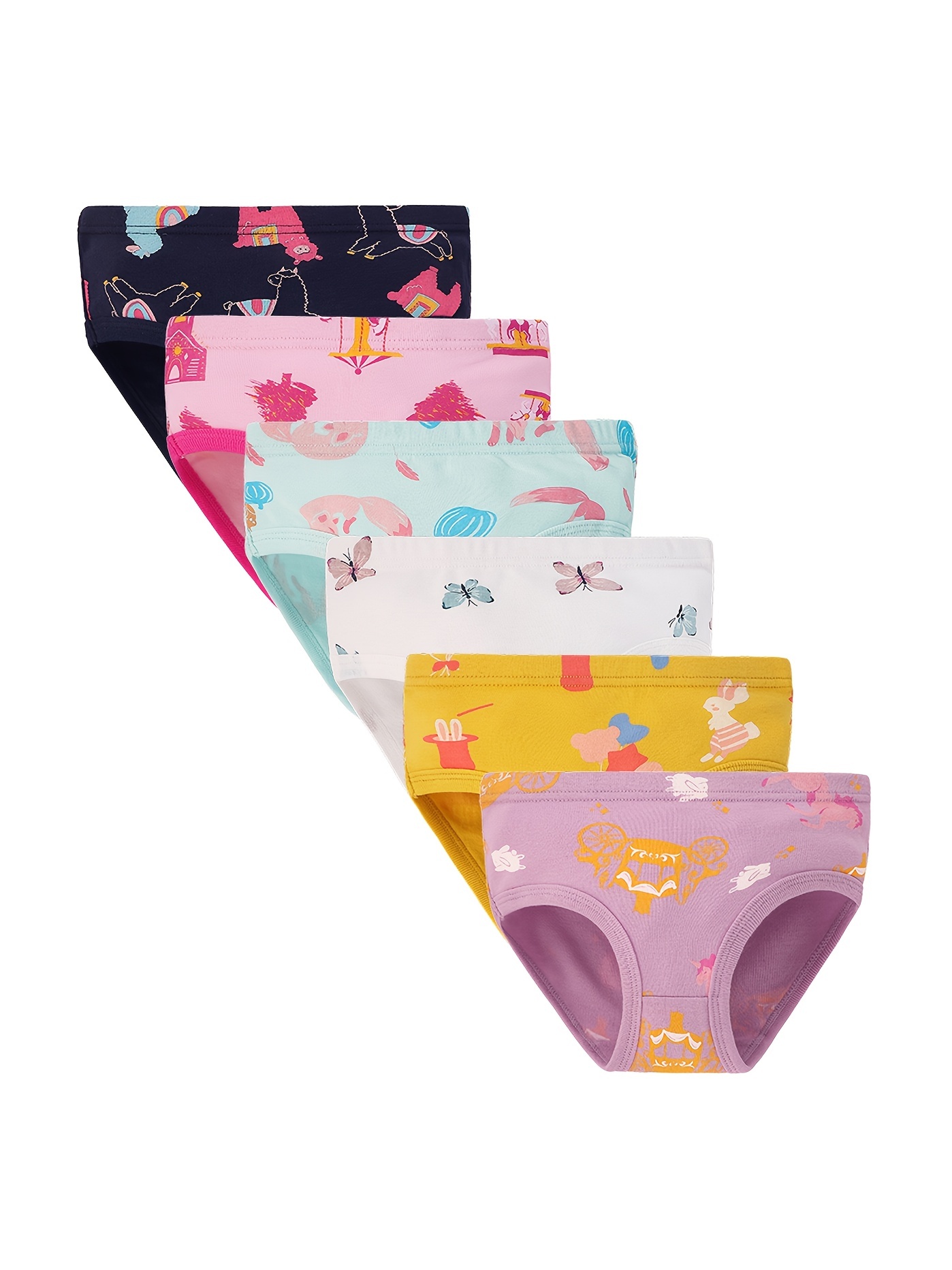 6Pcs Girls Panties Kids Preteen Toddler Underwear Cotton Solid and Prints  2T-10T