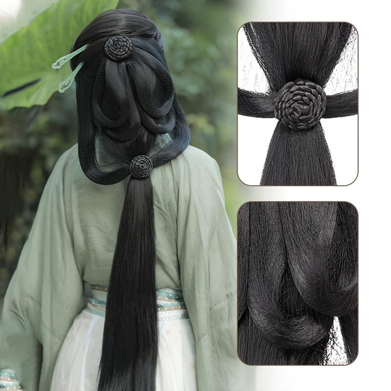 Girl Wig Men cartoon Cosplay long straight hair ancient Hanfu waist