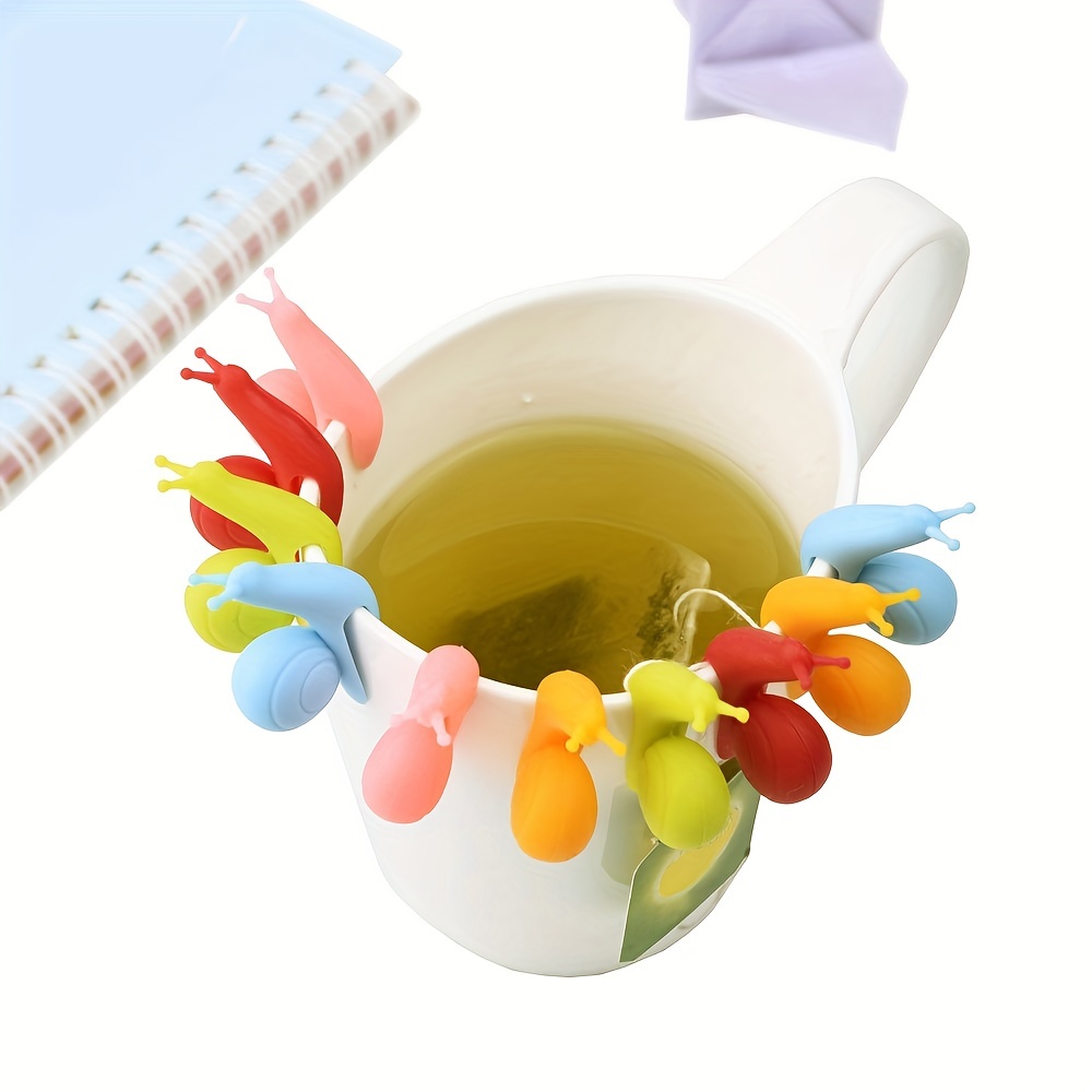 Mug Gift Shape Tea Colors Silicone Snail 10pcs Cup Bag Holder Set