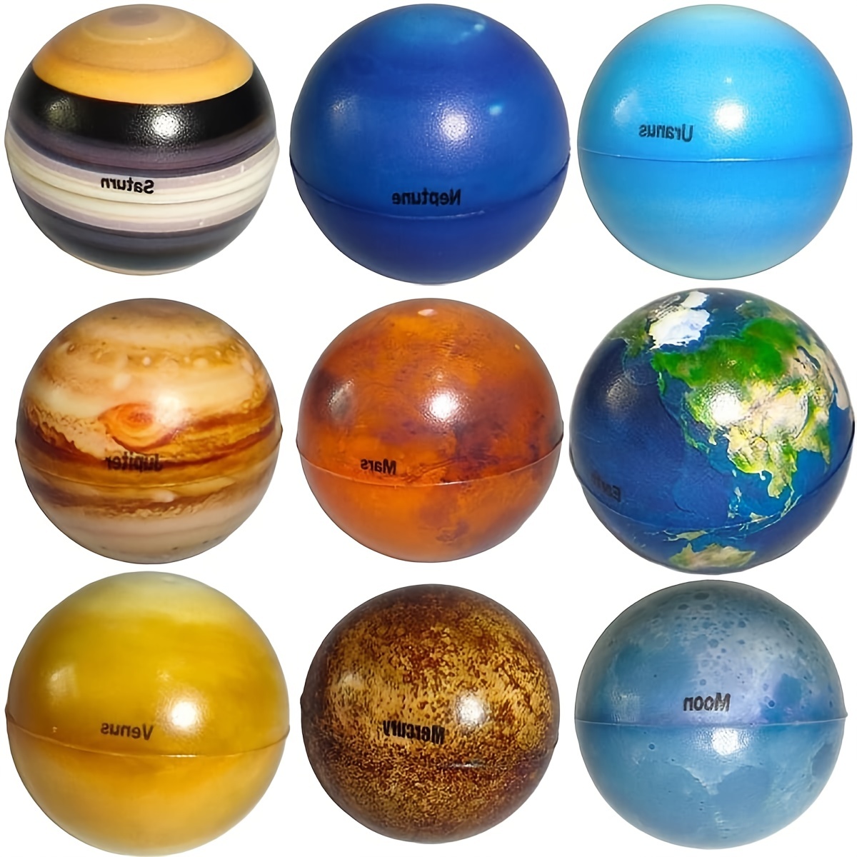 Set of 12 Cute Solar System Bouncy Ball Toy Set - Educational