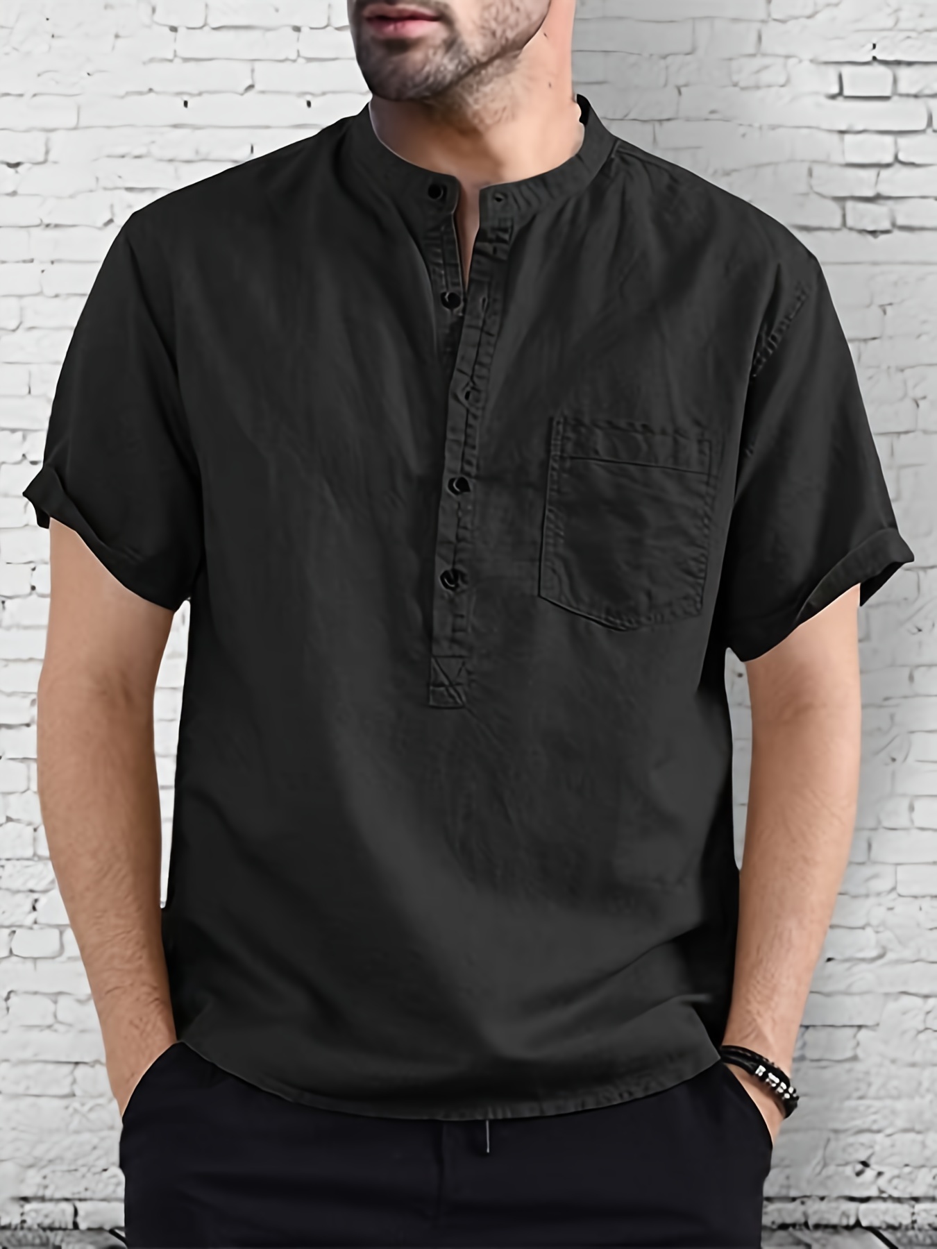 Chinese Collar Shirt - Temu