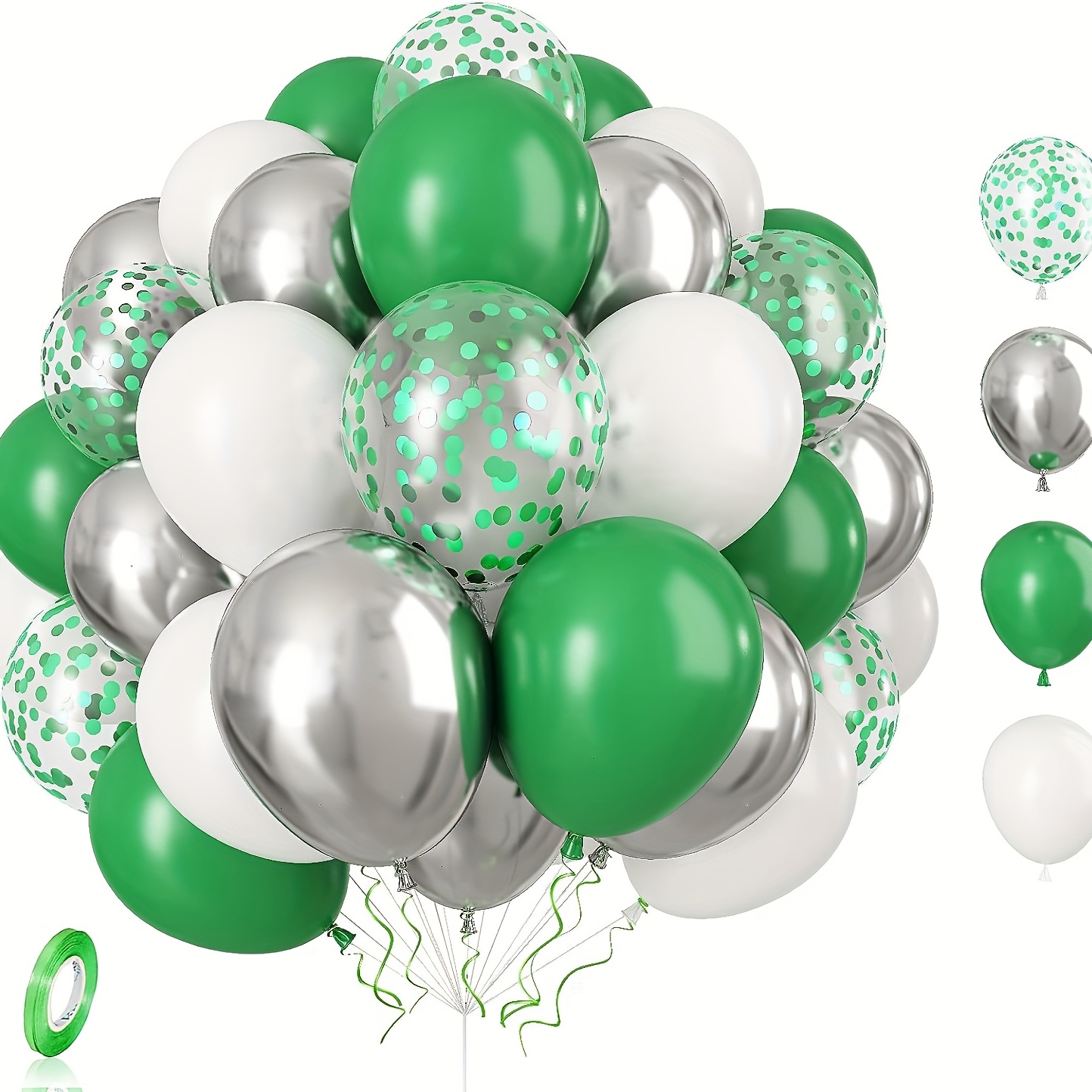 Globos verdes y dorados, 60 globos de oro verde oscuro, globos de látex  dorado metálico de 12 pulgadas, globos de confeti de oro verde, helio para