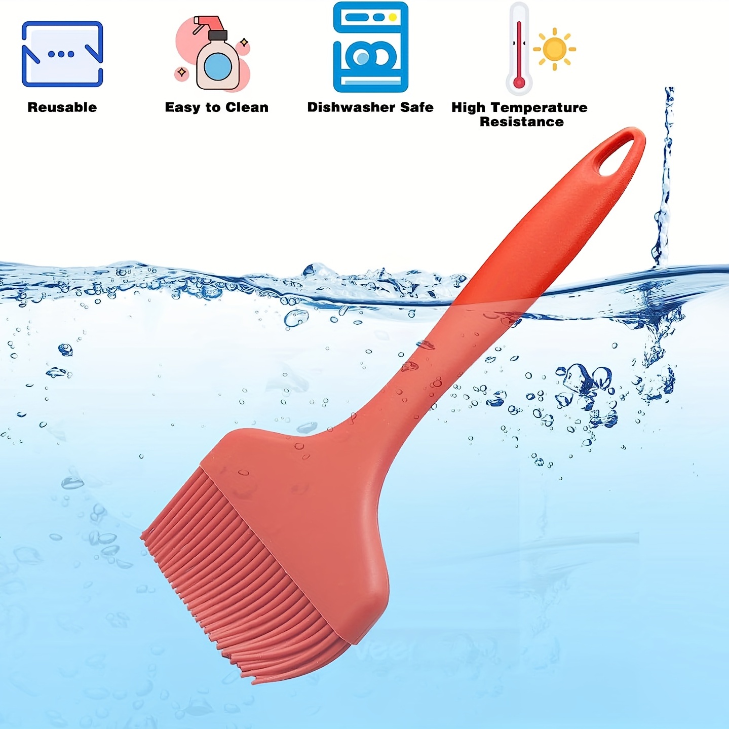 Pastry Brush-Silicone Basting Brush for Cooking,Heat Resistant Food Brush  for BBQ,Food Grade Silicone Brush for Grill Baking/Spreading