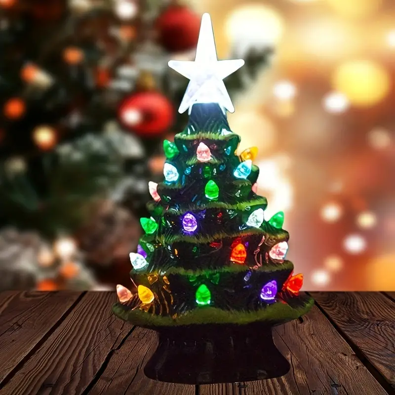 1pc 7 4inch lighted ceramic christmas tree christmas tabletop decorations christmas light up tree for christmas decoration best christmas decorations details 4