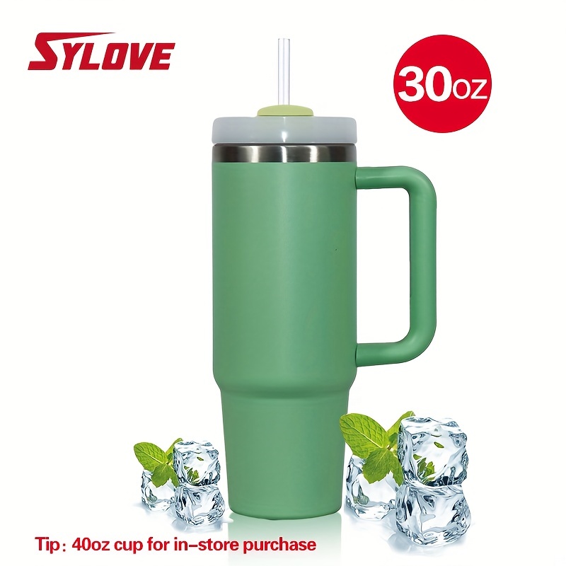 30oz tumbler with handle (Light Green)
